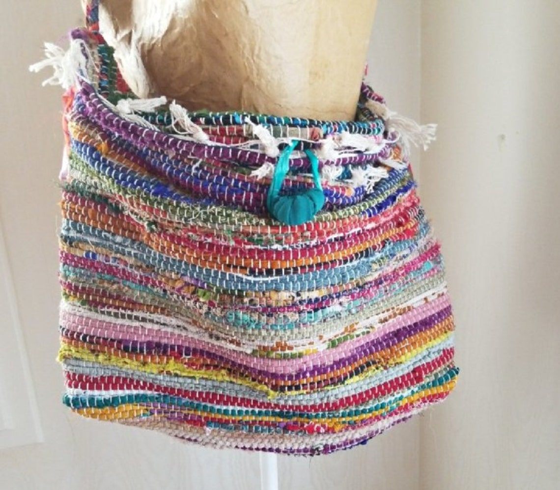 Rag Rug Bag Boho Crossbody Bag Flap Bag Upcycled Recycled - Etsy