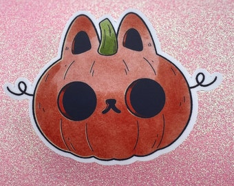Cute Pumpkin Kitty Sticker | Pumpkin Sticker | Halloween | Cats | Cute sticker | Decal | Vinyl Sticker