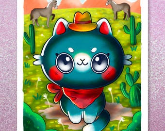 Cowboy Kitty Print | Cowboy Cat | Texas Print | Wall Decor | Home Decor