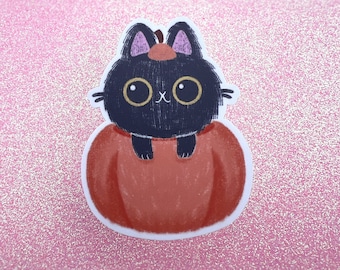 Cute Pumpkin Cat Sticker | Cute Cat Sticker | Cute Halloween Cat Sticker | Cute sticker | Decal | Vinyl Sticker