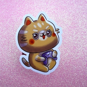 Niedlicher Gamer Kitty Sticker | Niedlicher Katzen Sticker | Videospiele | Katzen | Süßer Sticker | Aufkleber | Vinyl Sticker