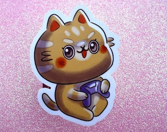 Lindo Gamer Kitty pegatina / lindo gato pegatina / videojuegos / gatos / pegatina linda / calcomanía / pegatina de vinilo