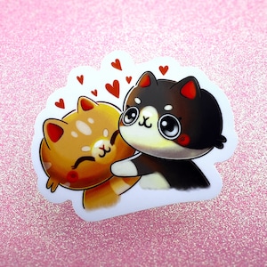 Cute Cats Hugging Sticker | Cute Cat Sticker | Valentine&#39;s Day | Cats | Cute sticker | Decal | Vinyl Sticker