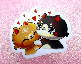 Cute Cats Hugging Sticker | Cute Cat Sticker | Valentine's Day | Cats | Cute sticker | Decal | Vinyl Sticker