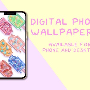 Cute Popsicle Cats, Fruit, Boba, Popsicle Cats, Cute art, Wallpaper for Phones, Tablets (DIGITAL DOWNLOAD)