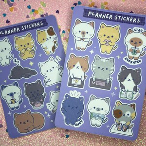 Cute Cat Planner Stickers | Journal Stickers | Planner Stickers | Emoji Tracker Sticker | Mood Tracker Sticker Sheet | Decal | Vinyl Sticker