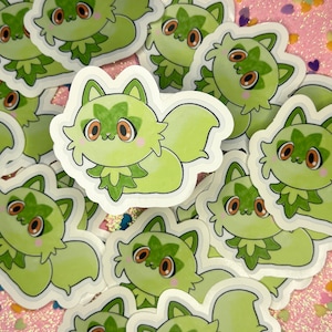 Cute Grass Cat Sticker | Cute Cat Sticker | Scarlet | Violet | Cute sticker | Decal | Vinyl Sticker | Inspired by Pocket Monsters