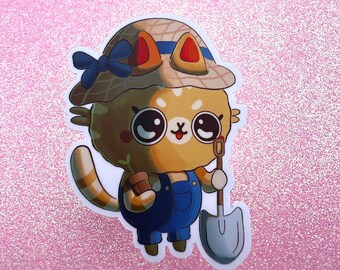 Farmer Kitty Sticker | Cute Cat Sticker | Gardening | Plants | Cute sticker | Decal | Vinyl Sticker