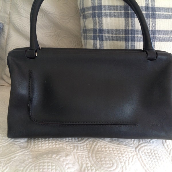 Beautiful Black Leather Bally Bag