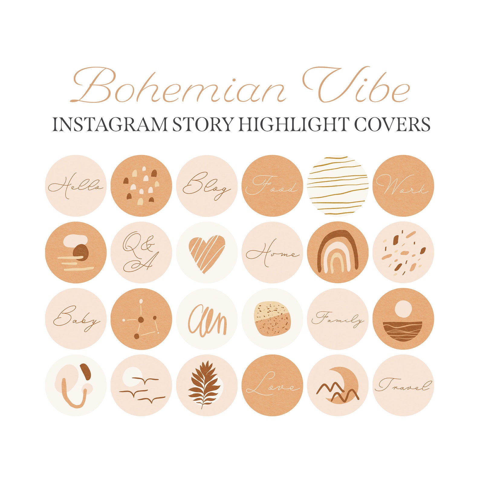 Bohemian Instagram Story Highlight Covers Boho Beige Brown - Etsy