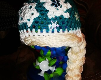 Character Themed Crochet Hat with Braid - Elsa
