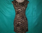 Leopard Animal Cheetah Print Vintage 90s S Stretch Bodycon Mini Dress Rockabilly Glam Rocker Pin-Up Raver Club Kid Festival 1990s USA
