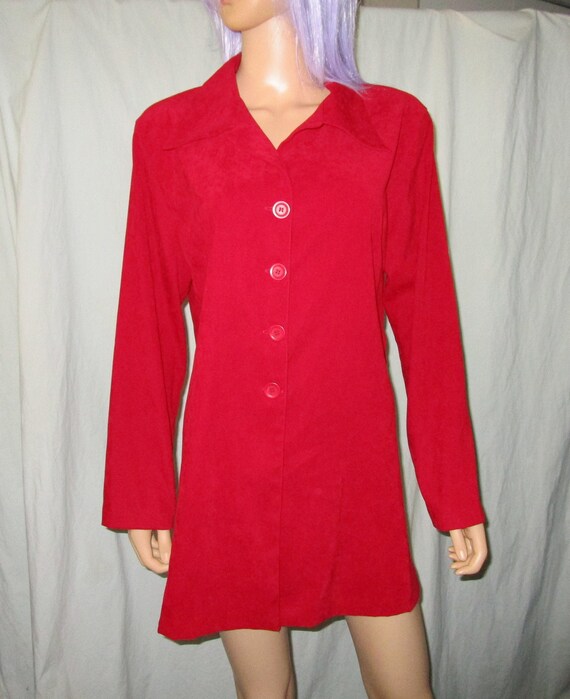 Vintage Red XL Faux Suede Chamois Button Down Jac… - image 7