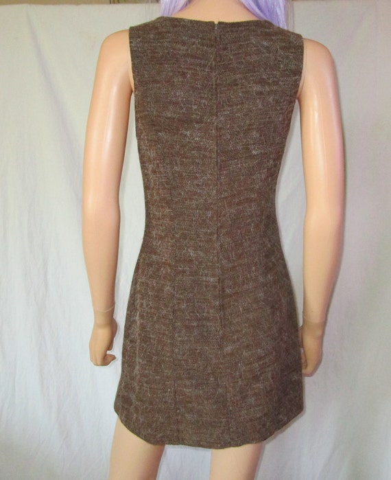 Vintage 90s S Brown Furry Fuzzy Shag Shift Jumper… - image 3