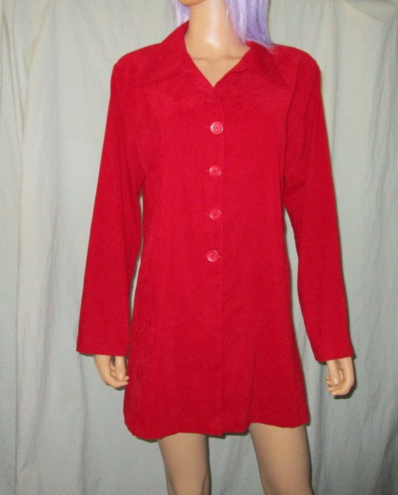 Vintage Red XL Faux Suede Chamois Button Down Jac… - image 2