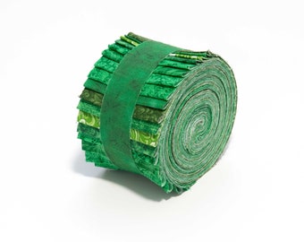 It's All Green Jelly Roll 2.5 inch pre-cut 100% cotton fabric quilting strips - 18 strips