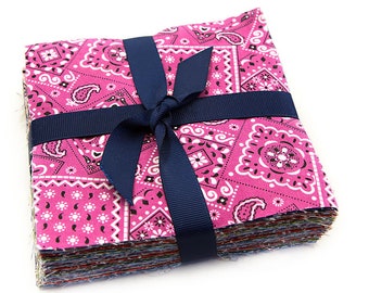 102 piece  bandana pre cut charm pack 5" squares 100% cotton fabric quilt