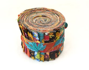 Fall and Harvest Jelly Roll pre cut strips quilt fabric 16 pieces 2.5 inch cotton