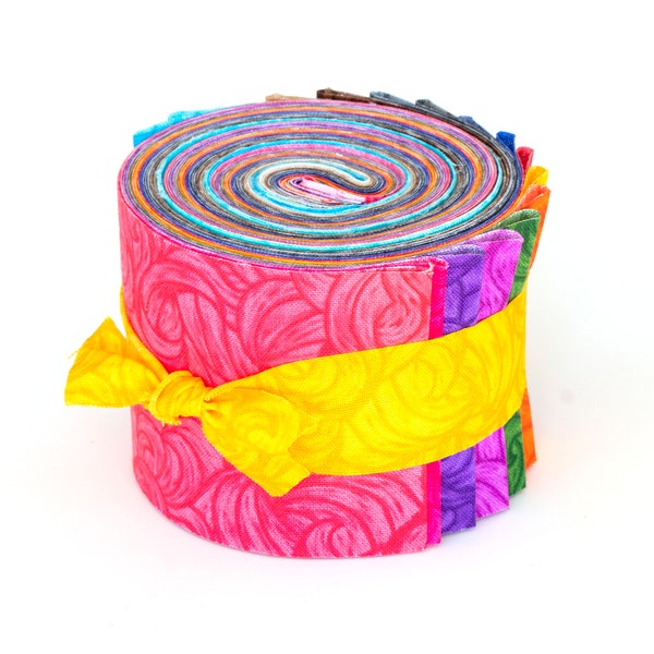 2.5 inch Band of Color Jelly Roll 100% cotton fabric quilting strips 34 pieces