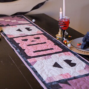 Boo Halloween in Pink Table Runner Quilt Kit Fabric Pattern Binding ...