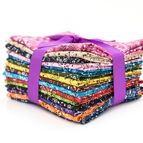 Bandana Fat Quarter Pack Pre Cut 100 Cotton Fabric Quilt 17 Etsy