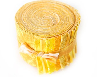 It's All YELLOW  Jelly Roll 2.5 inch pre-cut 100% cotton fabric quilting strips - 18 strips