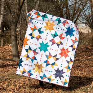 Starshine in Multi  Quilt Kit Fabric Pattern and Binding and backing  Included ALL PRE CUT starshine pattern by Modernly Morgan