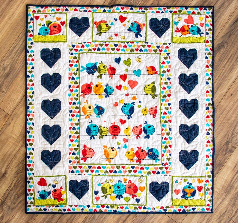 Love Birds Quilt Kit Featuring Susybee Fabrics fabric pattern Etsy