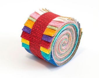 2.5 inch Crosshatch Mix Jelly Roll 100% cotton fabric quilting strips 17 pieces