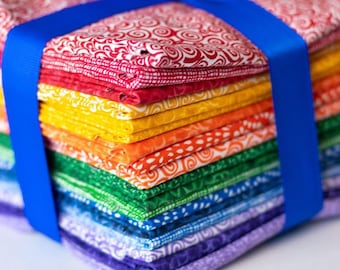 Rainbow Basics fat quarter pack pre-cut 100% cotton fabric quilt 18 pieces lot
