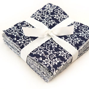 New Navy & White Basics  pre cut charm pack 5" squares 100% cotton fabric quilt 96 Pieces