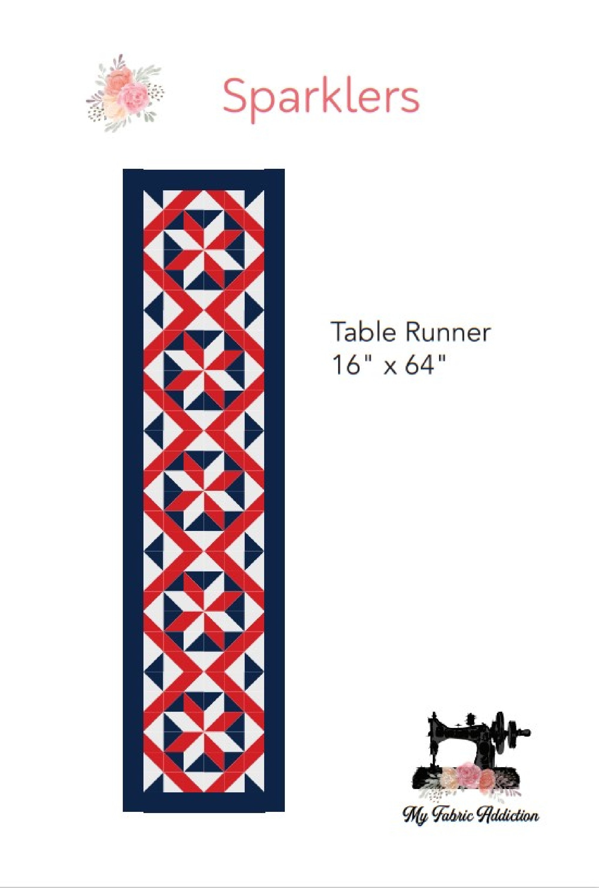 Sparklers PDF Digital Patriotic Table Runner or Wallhanging Pattern ...