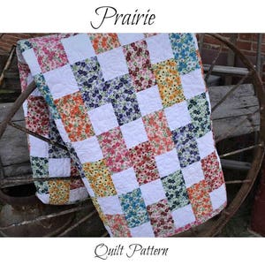 Brick Flowers Quilt Kit Fabric Pattern and Binding and backing Included ALL PRE CUT image 2