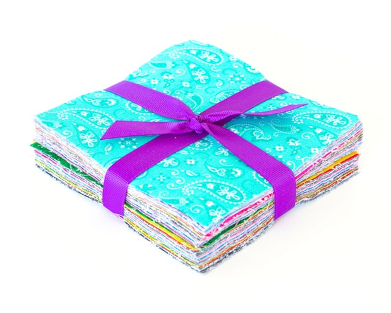 48 PCS ~ 100% COTTON FABRIC SQUARES QUILTING 5X 5 CHARM PACK ~ ASSORTED