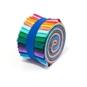20 pc. 2.5 inch Rainbow Solids Jelly Roll 100% cotton fabric quilting strips