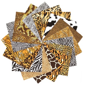 102 piece Wild Thing  animal skin prints  pre cut charm pack 5" squares 100% cotton fabric quilt