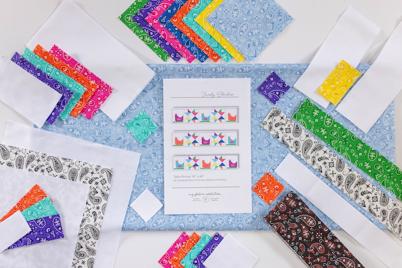 Funky Chicken Table Runner Quilt Kit Fabric Pattern Binding Backing ALL PRE CUT 16 X 60 Beginner Friendly image 8