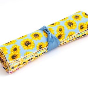 34 piece SUNFLOWERS  pre cut Layer Cake 10 &quot; squares 100% cotton fabric quilt
