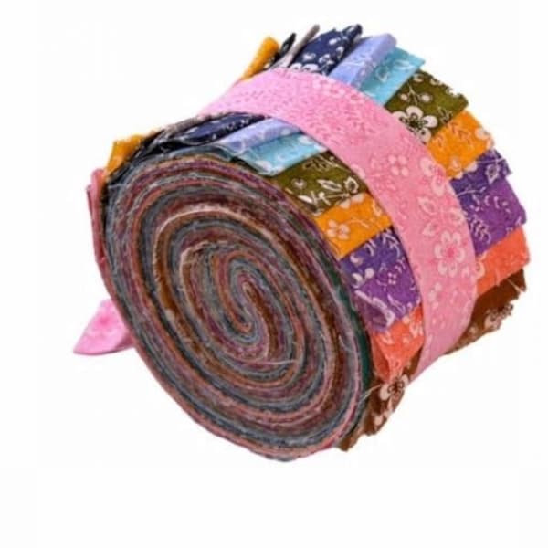 2.5 inch Floral Trellis Jelly Roll 100% cotton fabric quilting strips pastel