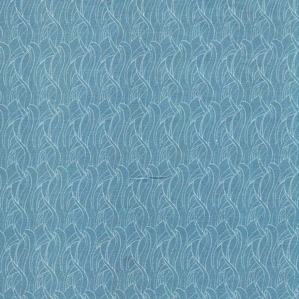 Quilt Fabric BY THE YARD Sale Bargain Clearance Wedgewood Blue with white waves  Background 100% cotton quilting fabric