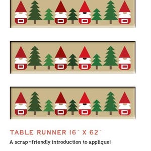 Ho Ho Woodsy Gnomes   PDF Digital Table Runner Pattern: Great for scraps, beginner friendly! PDF pattern download