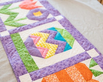 Signs of Spring Easter Bunny Easter Egg  Table Runner Quilt Kit Fabric Pattern Binding Backing ALL PRE CUT 16" X 60"