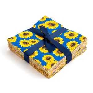 102 piece Sunflowers pre cut charm 5 inch  squares 100% cotton fabric quilt