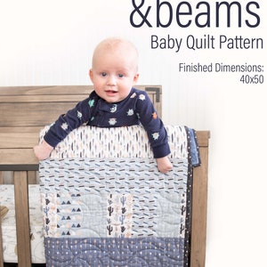 Pre-Cut Baby Boy  Quilt Kit with pattern and fabric - Includes Pattern, pre cut fabric, binding and Backing  sit and sew - Cactus teepee