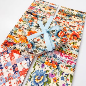 100 Cottage Floral Set #1: 102 pre cut charm pack 5" squares 100% cotton quilt fabric