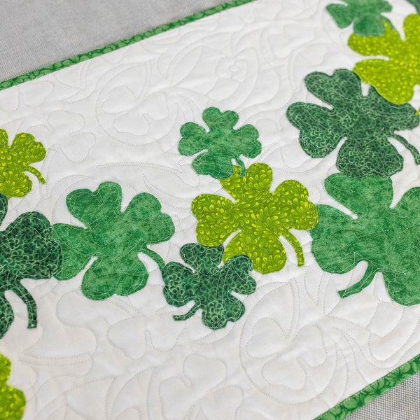 Sham-rockin  St Patricks day  16 X 60 Table Runner Quilt Kit Fabric Pattern Binding Backing ALL PRE CUT 16" X 60" shamrocks beginner