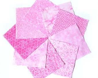 It's All Pink  90-piece pre-cut charm pack 5" squares 100% cotton fabric quilt Pink tone-on-tone