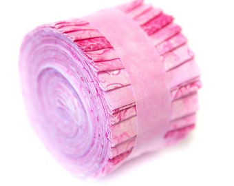 It's All PINK Jelly Roll 2.5 inch pre-cut 100% cotton fabric quilting strips - 18 strips