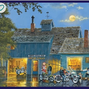 Sam's Place Motorcycle digital Panel Cotton quilt fabric wall hanging