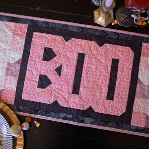 Boo Halloween in Pink Table Runner Quilt Kit Fabric Pattern Binding ...